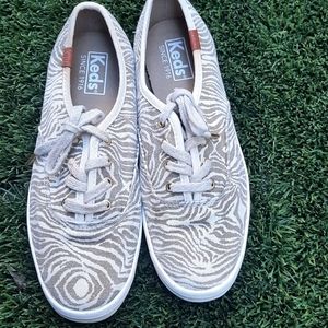KEDS Tan and Cream Zebra Print Shoes